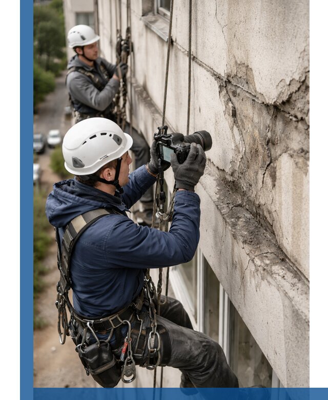 Фотофиксация дефектов фасада с высотной съемкой в Жигулёвске