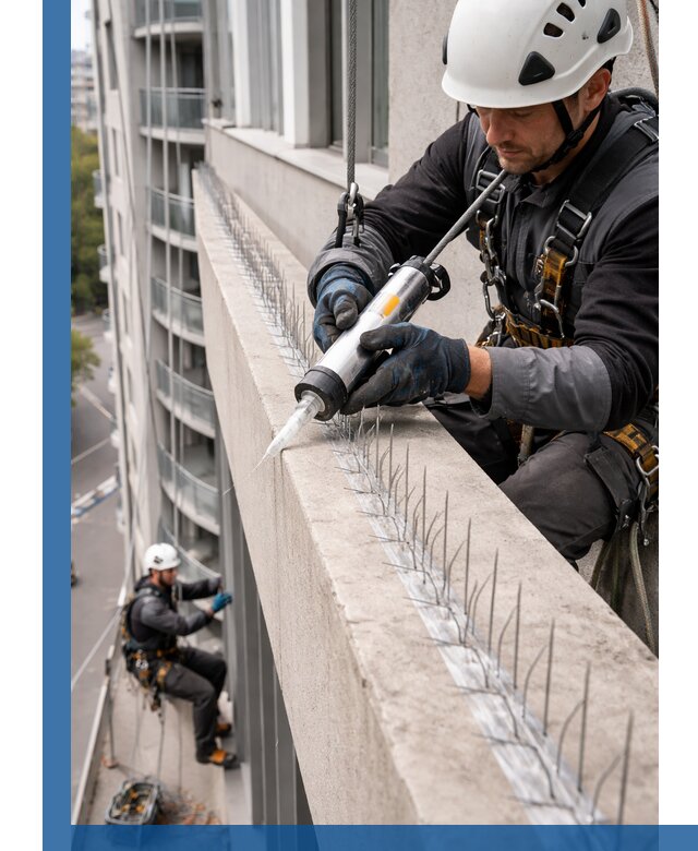 Установка шипов от птиц на фасадах и кровлях в Жигулёвске